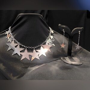 Stainless steel stars necklace and earrings set